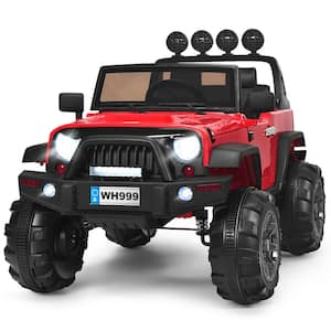 12-Volt Kids Ride On Truck RC Car with LED Lights Music Trunk Red