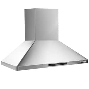 48 in. 1300 CFM Ducted Wall Mount Range Hood in Stainless Steel with SS Filters Digital Display LED Lights and Remote