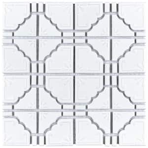 Moonbeam Glossy White 11-3/4 in. x 11-3/4 in. Porcelain Mosaic Tile (9.8 sq. ft./Case)