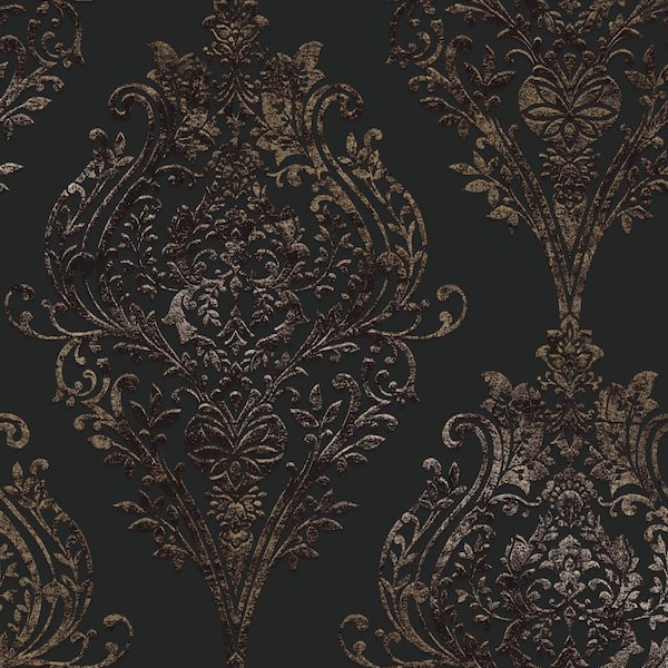 Tempaper Estate Damask Charcoal Non-Pasted Wallpaper, 56 sq. ft.