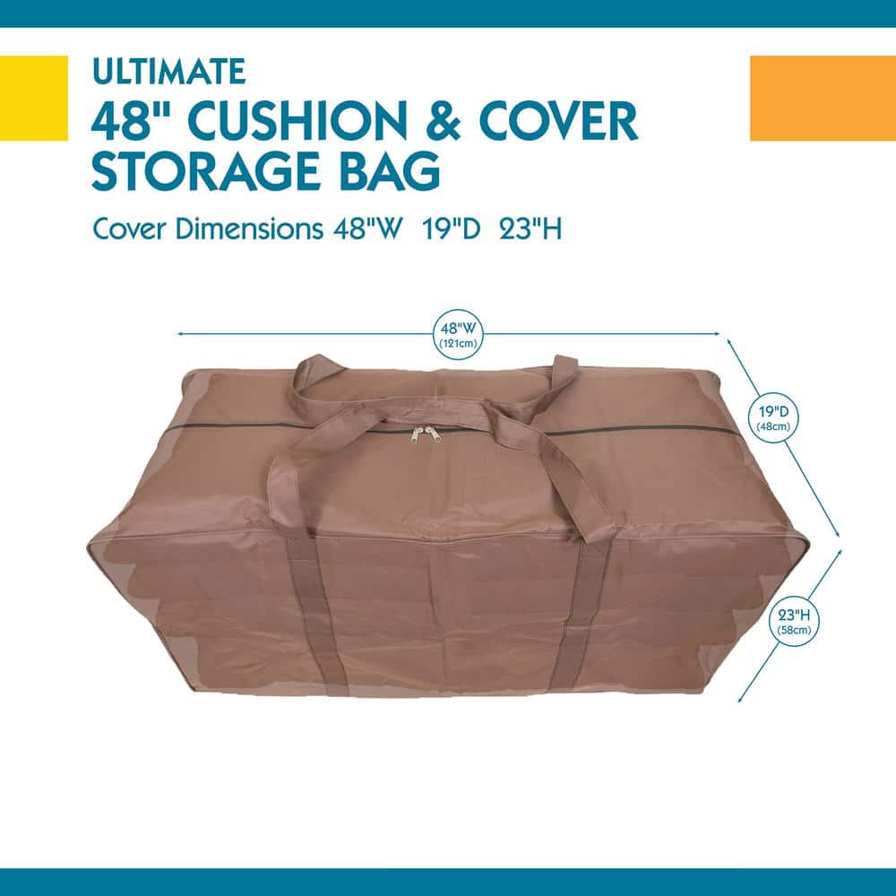 Mocha Cappuccino 48 Inch Water-Resistant Patio Cushion Storage Bag