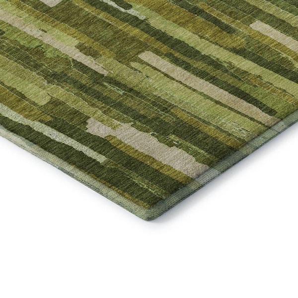 Mayfield Premium Machine Washable Abstract AMF1314 Green 3 ft. x 5 ft. Area Rug