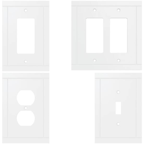 BESTTEN 2-Gang Decorator Wall Plate – 4-Pack, Standard Size, Unbreakable Polycarbonate, White, CUL Listed