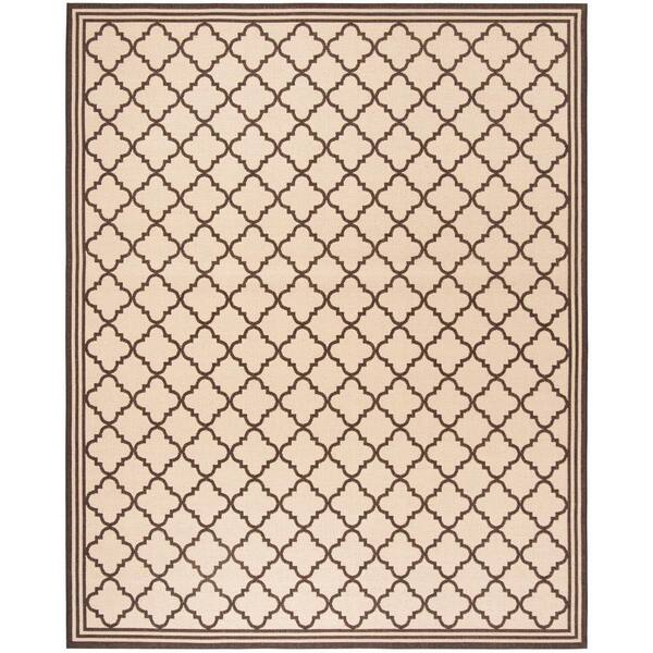 SAFAVIEH Beach House Cream/Brown 9 ft. x 12 ft. Trellis Indoor/Outdoor Patio  Area Rug