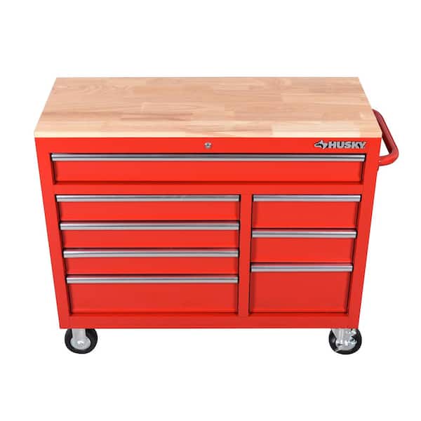 Husky in. W x 18.1 in. D 8-Drawer Red Workbench Cabinet with Solid Wood H42MWC8RED - The Home Depot
