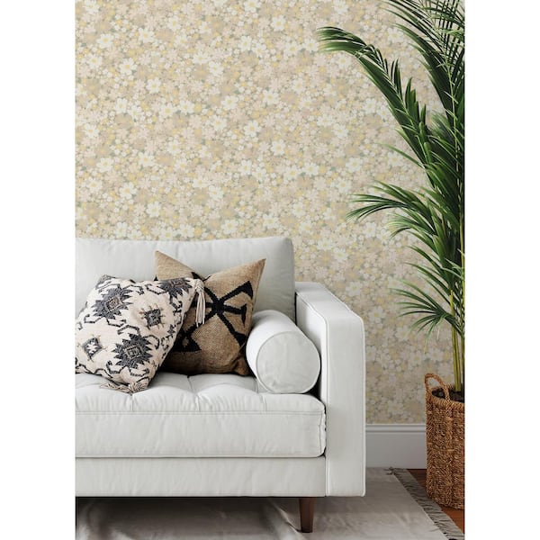 Wildflower Impressions Yellow Peel and Stick Wallpaper