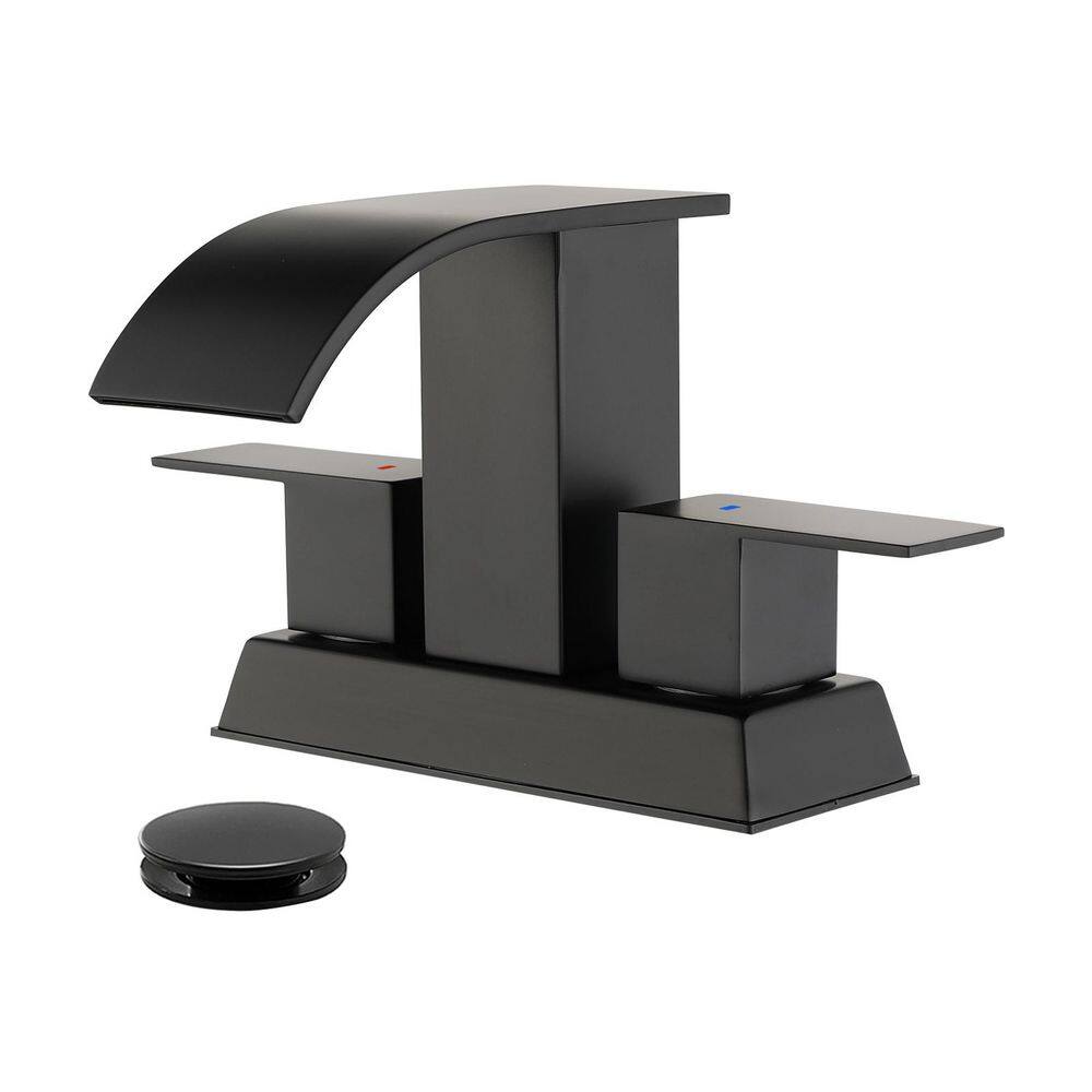 304 stainless steel 4 in. Centerset Double Handle Bathroom Faucet with Drain Kit Included in Black price history on PriceWatchPro