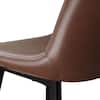 Close-up of a dark brown faux leather bar stool seat.