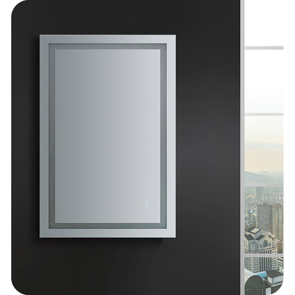 Sleek 48"x30" Transitional Frameless Vanity Mirror with LED & Defogger