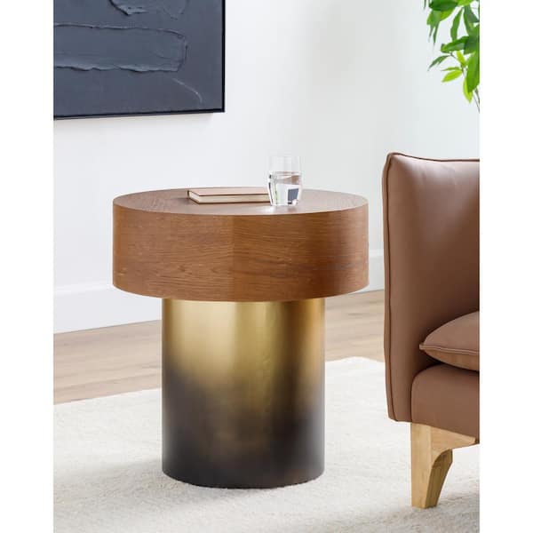 Livabliss Jaycob Modern End Table, Gold/Brown, 22 in. H x 22 in. W x 22 in. D