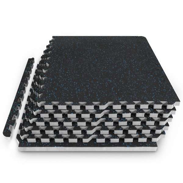 Rubber Top Thick Exercise Puzzle Mat Blue 24 in. x 24 in. x 0.75 in. EVA Foam Interlocking Tiles (6-Pack (24 sq. ft.)