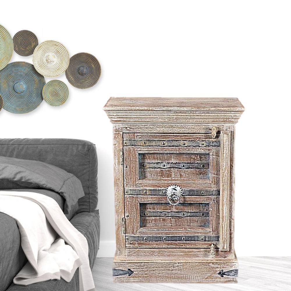 36" Distressed White Solid Wood Rustic Nightstand