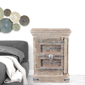 36 in. Distressed White Solid Wood Nightstand
