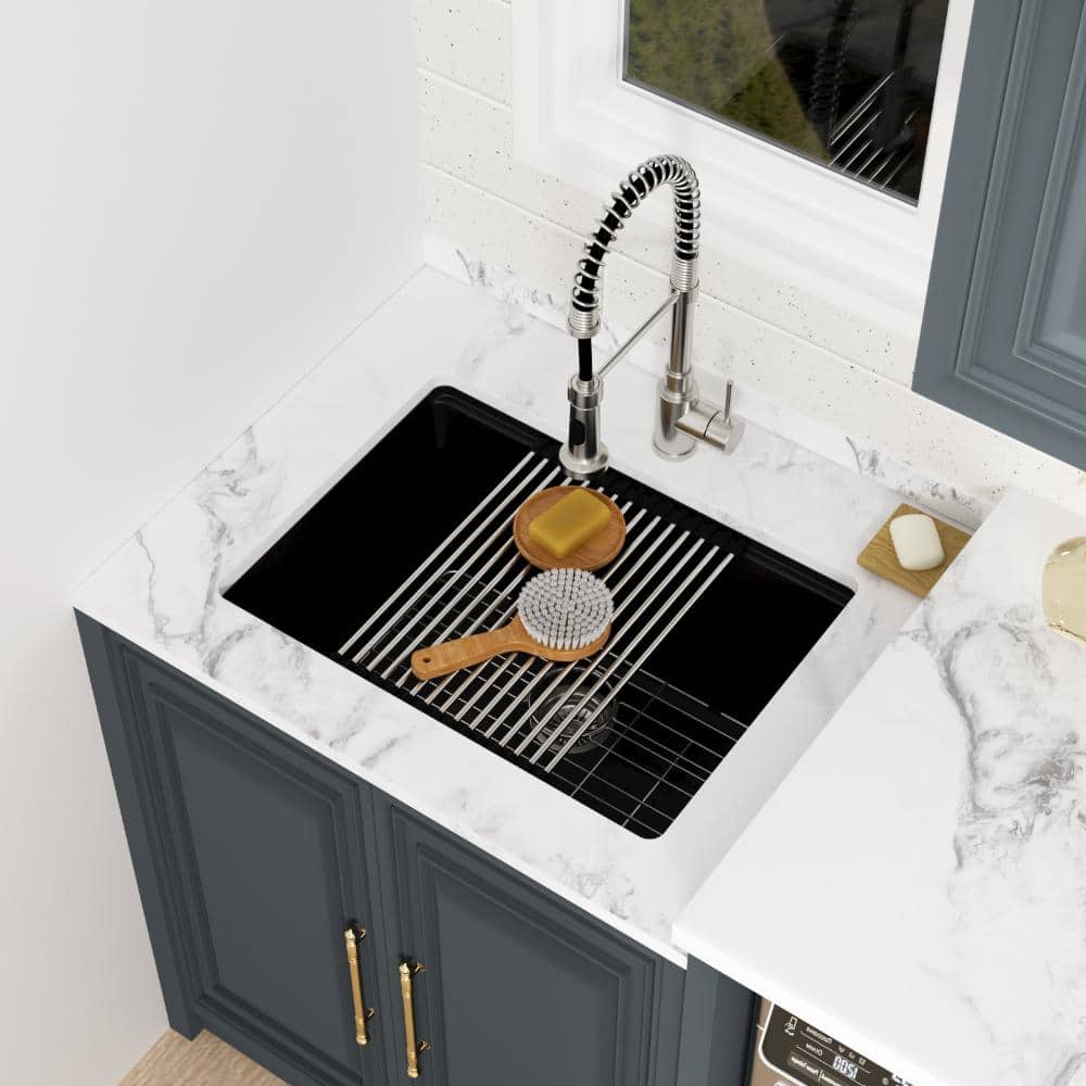 24 x 18 inch Granite Composite Laundry Sink Undermount Matte Black 12 inch Deep Under Counter Utility Sink price history on PriceWatchPro