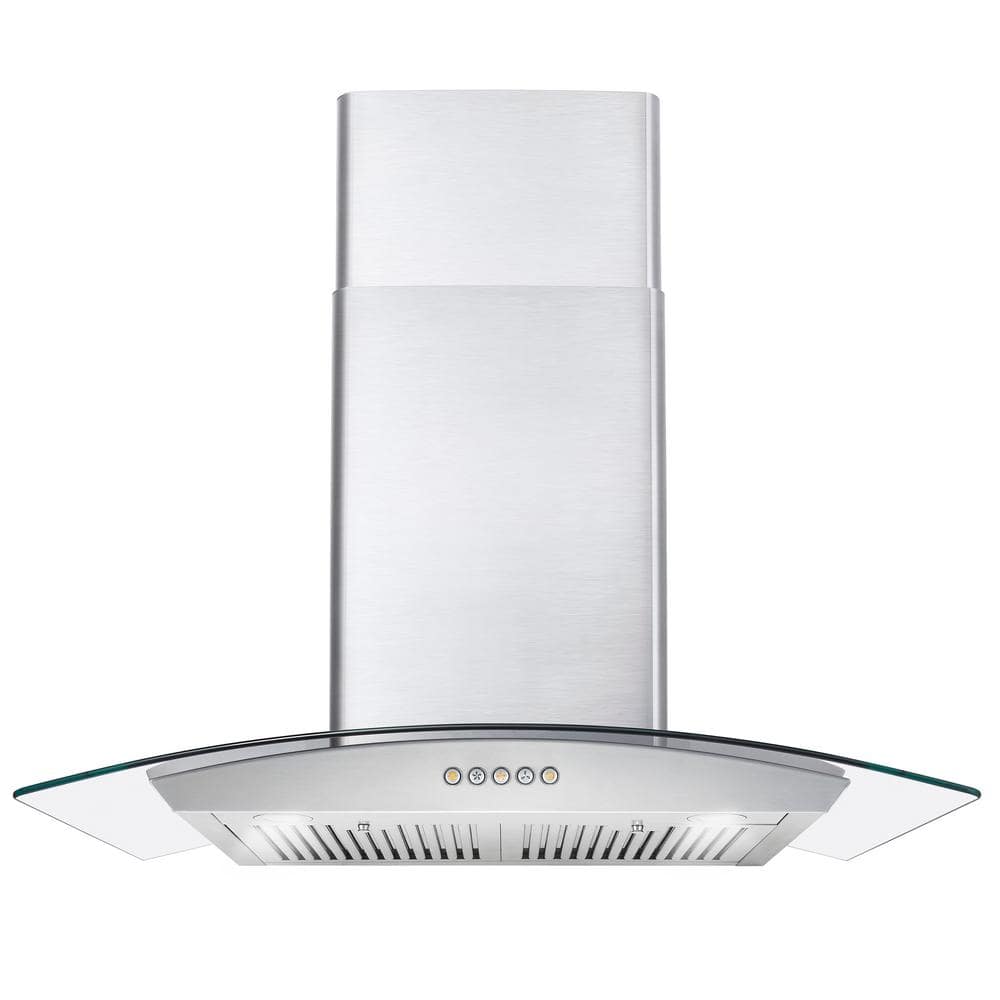 Cosmo 30 in. Ducted Wall Mount Range Hood in Stainless Steel with LED Lighting and Permanent Filters, Stainless Steel with Push Buttons