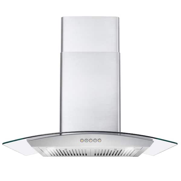 Cosmo 30 in. Ducted Wall Mount Range Hood in Stainless Steel with Push Button Controls, LED Lighting and Permanent Filters