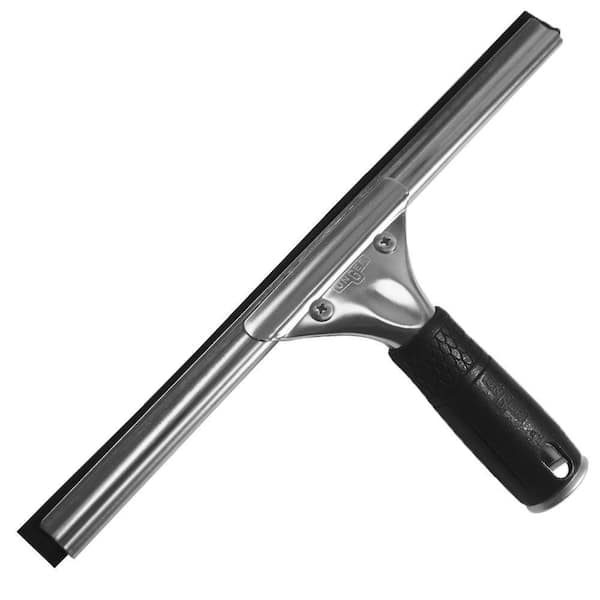 Unger 12 in. Stainless Steel Window Squeegee with Rubber Grip and Bonus Rubber Connect and Clean Locking System