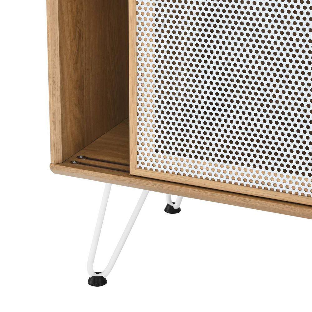 Nomad Modern Oak Sideboard with Sliding Metal Mesh Doors