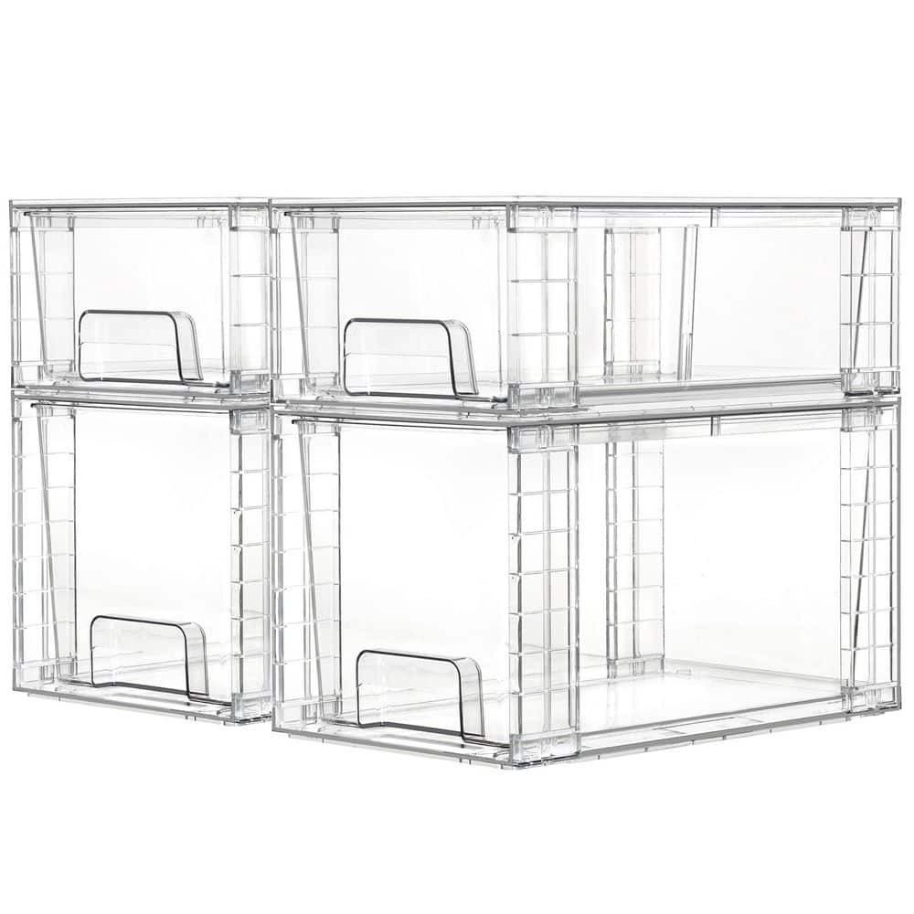 4 Pack Clear Acrylic Storage Drawer with Anti-Slip Silicone Pads, Plastic Drawers for Pantry, Under Sink Organization price history on PriceWatchPro