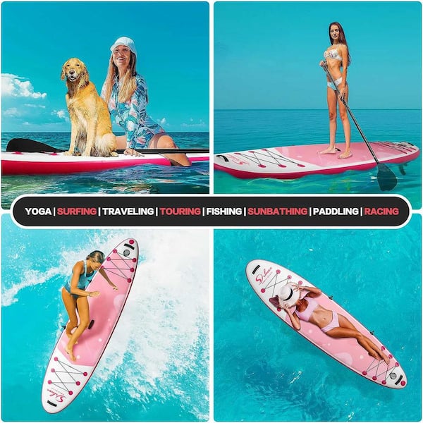 HOTEBIKE 10 ft. Inflatable Stand Up Paddle Board with Full SUP Accessories  for All Skill Levels (Pink) JIANG010357 - The Home Depot