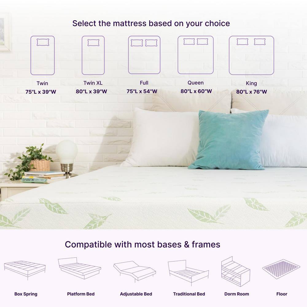 Anula Twin Medium Green Tea Memory Foam 6 in. Mattress - thumbnail 8