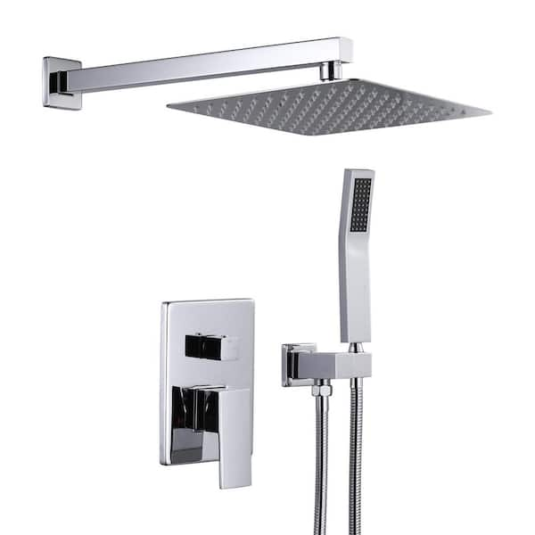 10 in. Single Handle 2-Spray Shower Faucet 1.8 GPM with Pressure Balance Valve in Polished Chrome