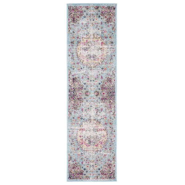 Montage Blue/Multi 2 ft. x 8 ft. Distressed Medallion Indoor/Outdoor Runner Rug