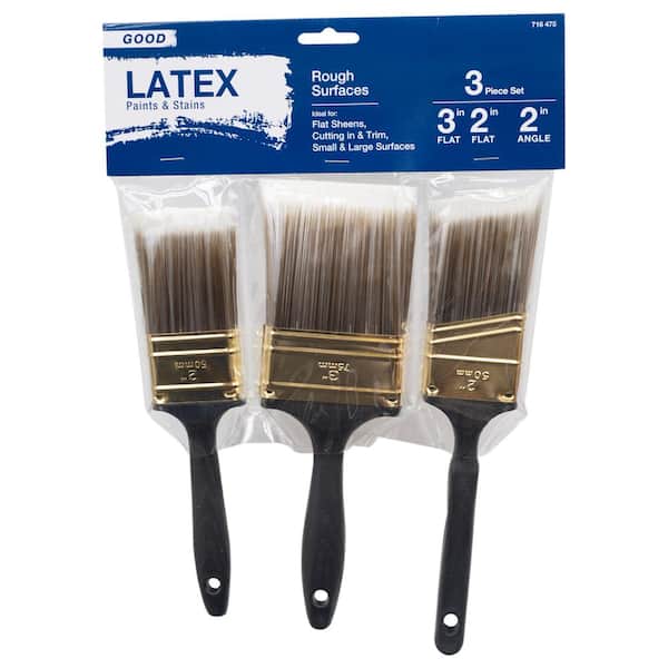 PRIVATE BRAND UNBRANDED Good 2 in. Flat Cut, 3 in. Flat Cut, 2 in. Angled Sash Polyester Paint Brush Set (3-Piece)