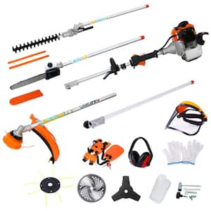 10-Piece 52CC 2-Cycle Garden Tool Set with Gas Pole Saw, Hedge Trimmer, Grass Trimmer, Brush Cutter EPA Compliant