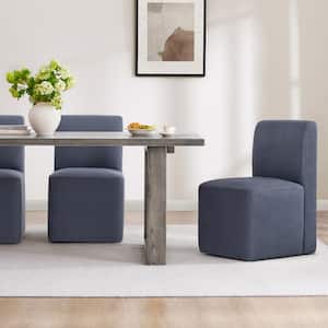 Idina Insignia Blue Fabric Side Chair with Casters (Set of 2)