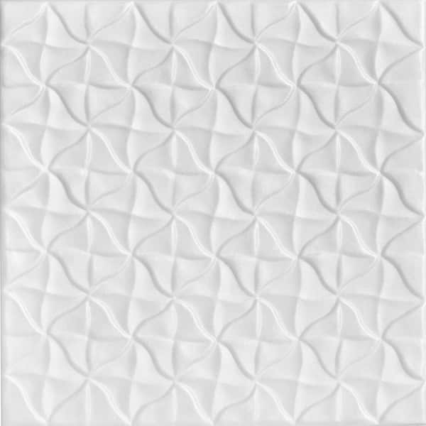 A La Maison Ceilings Granny's Pinwheel Quilt Plain White 1.6 ft. x 1.6 ft. Decorative Foam Glue Up Ceiling Tile (259.2 sq. ft./case)