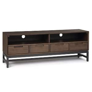 Banting 60 in. W Solid Hardwood Industrial TV Stand with 4 Drawer Fits TVs Up to 65 in. in Walnut Brown