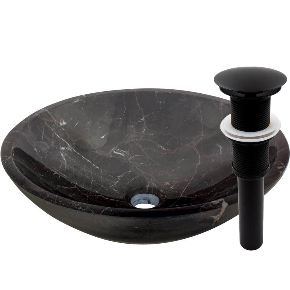 17'' Black Marble Circular Above-Counter Vessel Sink