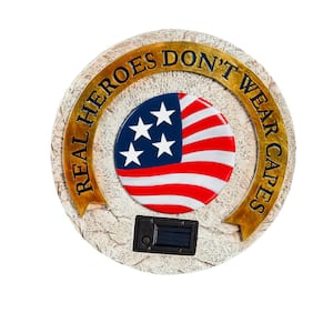 Real Heros Don't Wear Capes Solar Garden Stone, Military/Americana