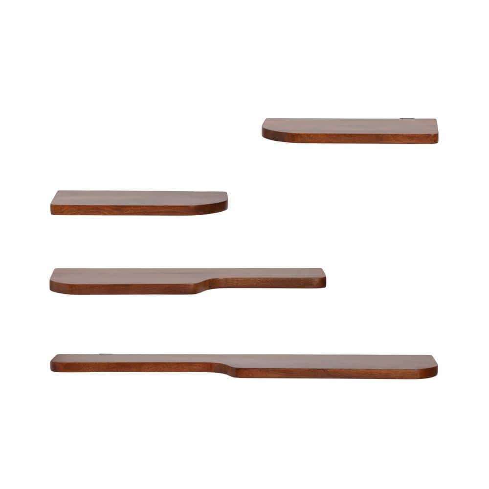 Dale 8 in. x 36 in. x 1 in. Walnut Mango Wood Set of 4 Floating Shelf