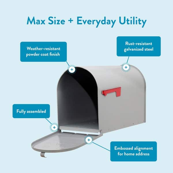 Stanley Gray, Extra Large, Steel, Post Mount Mailbox