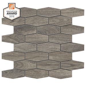 Shadow Wood Linear Hexagon 12 in. x 13-1/2 in. x 8 mm Glazed Porcelain Mosaic Floor and Wall Tile (0.97 sq. ft./Each)