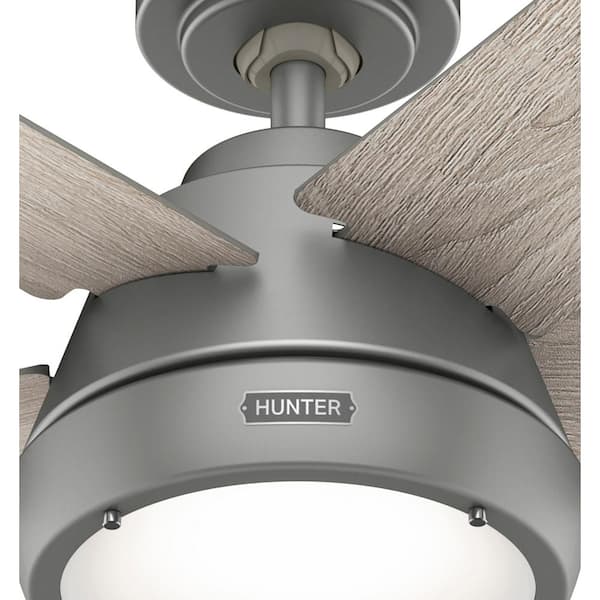 Hunter - Burroughs 52 in. Indoor Matte Silver Ceiling Fan with Light Kit and Remote Included