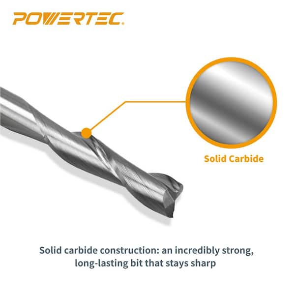 1/4 in. Shank Standard Solid Carbide Spiral Router Bit with Up Cut, 1/4 in. Cutting Diameter and 1 in. Cutting Length