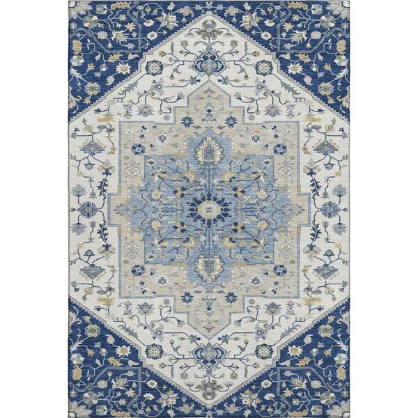 Mayfield Premium Machine Washable Abstract AMF2533 Navy 10 ft. x 14 ft. Area Rug