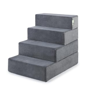 22 in. Large Foam Charcoal 4 of Steps Pet Stairs