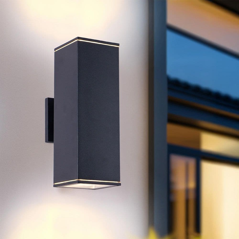 AurCore 2-Pack Matte Black Aluminium Outdoor Wall Sconce 14 in. with Up Down Lights, for Porch Patio No bulb Included price history on PriceWatchPro
