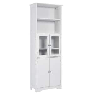 Collinsville 22.6 in. W x 11.2 in. D x 64 in. H White MDF Free Standing Linen Cabinet with Adjustable Shelves in White
