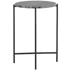 Ellicott 16 in. Gray/Black Round Metal End Table