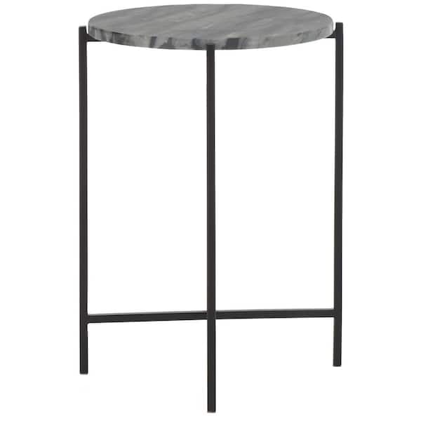 SAFAVIEH Ellicott 16 in. Gray Black Round Metal End Table