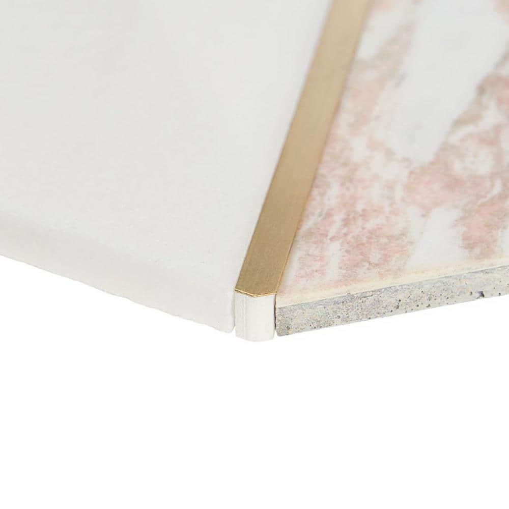 Rosa Marble and Brass Geometric Mosaic Tile Sheet