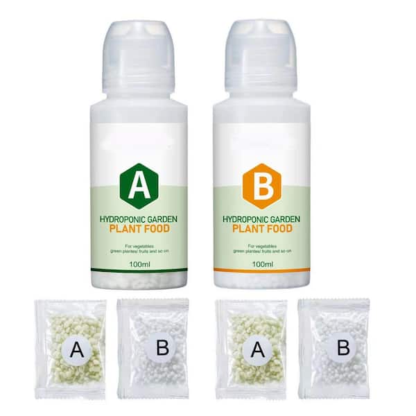 Hydroponic Nutrients A&B Water Soluble Solid Fertilizer for Vegetables Garden Plants with Dispensing Cup (600ml-6 Pack)