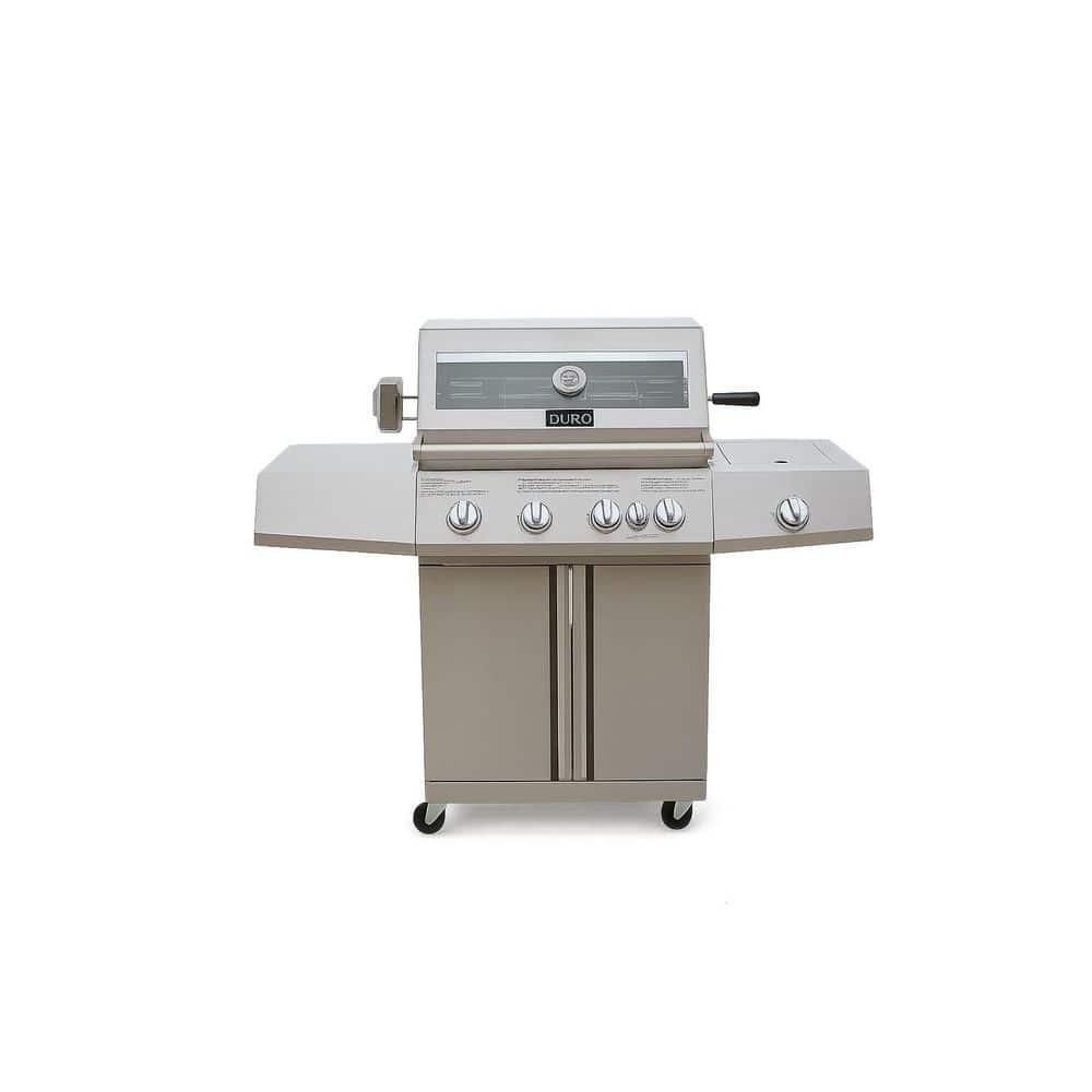 4-Burner Propane Gas Grill in Stainless Steel with Side and Rear Burner