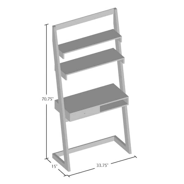 Furniture Of America 34 In Rectangular Beige With Shelf 1 Drawer Ladder Desk Idi 151338 The Home Depot