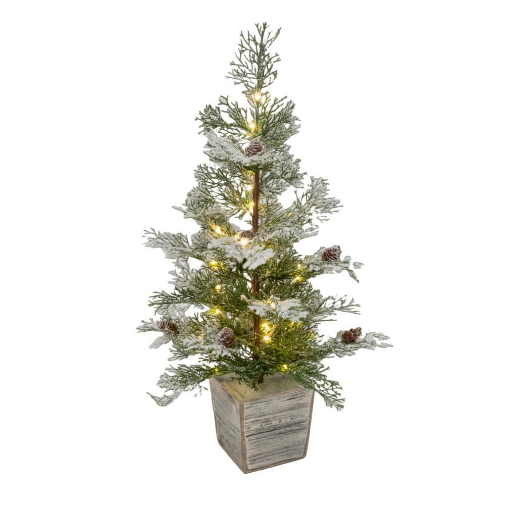 Gerson 12-in H Wood Holiday Trees w/ Pine & Bow Accent, 2594900EC